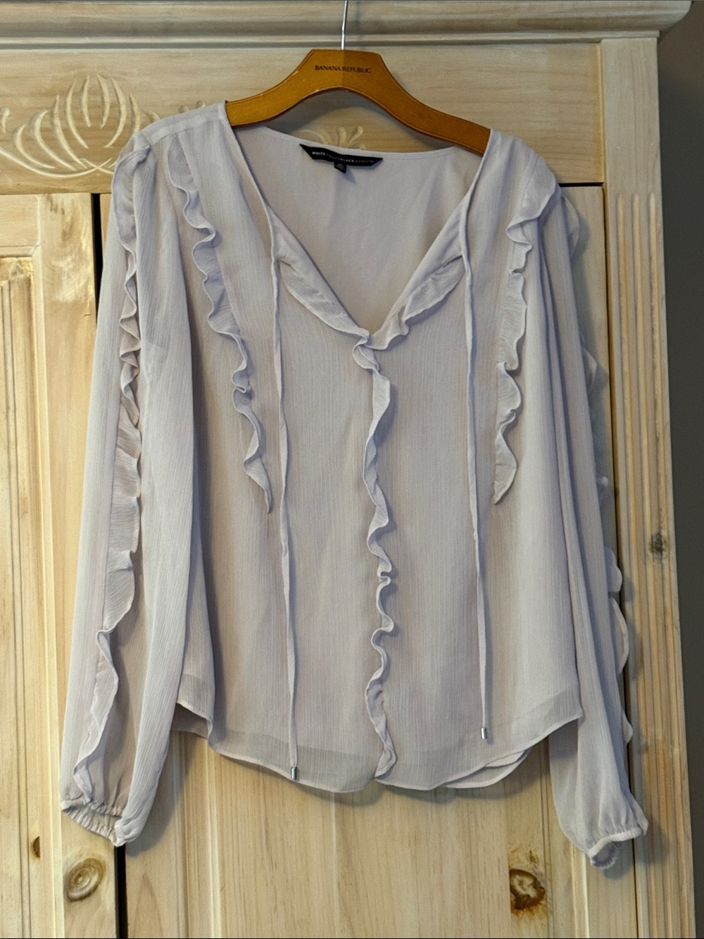 Chico's Lavender Ruffle V-Neck Blouse